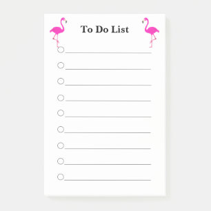 Pink flamingos on white lined To Do List Post-it N Post-it Notes