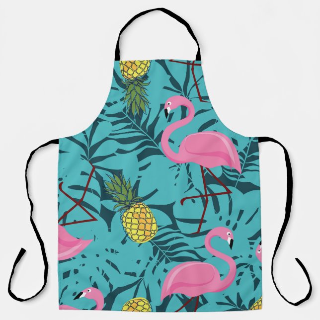 Pink Flamingos Palm: Exotic Hawaii Apron (Front)