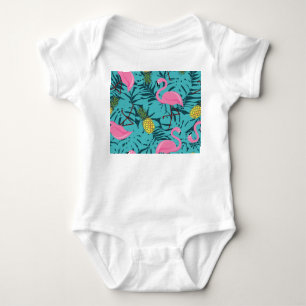 Pink Flamingos Palm: Exotic Hawaii Baby Bodysuit