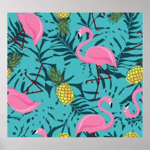 Pink Flamingos Palm: Exotic Hawaii Poster