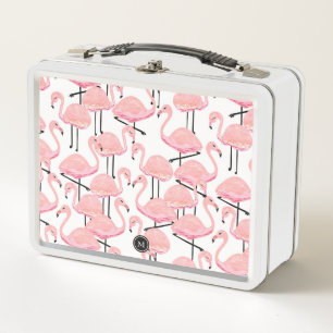 Pink Flamingos Personalized Metal Lunch Box