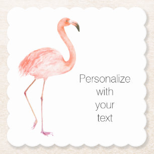 Pink Flamingos Personalized Paper Coaster