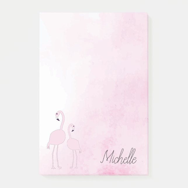 Pink Flamingos Personalized  Post-it Notes (Front)