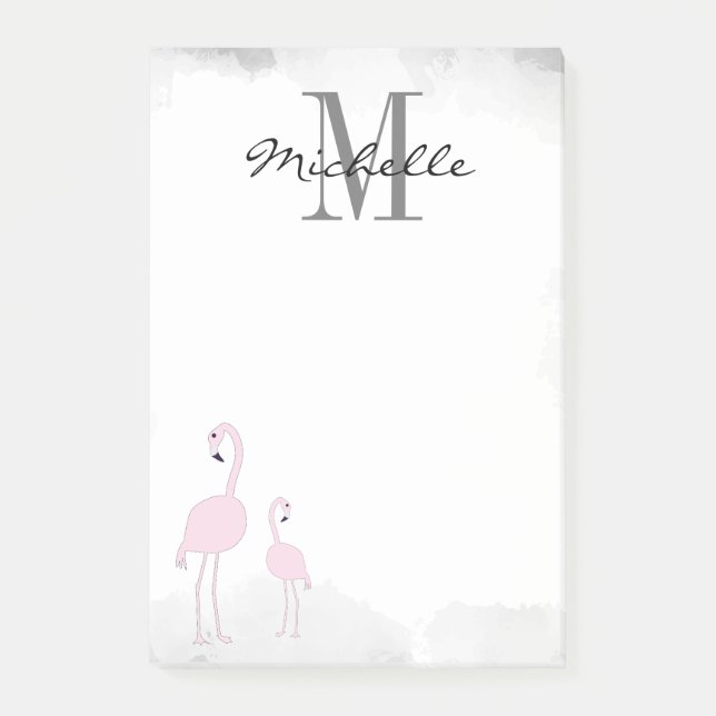 Pink Flamingos Personalized  Post-it Notes (Front)