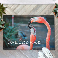 Pink Flamingos Photo Welcome Script Modern Stylish