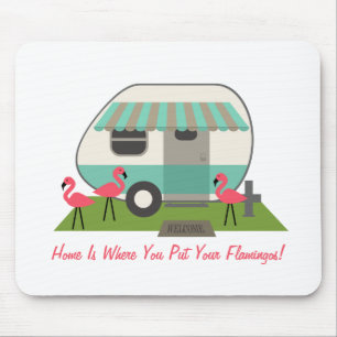 Pink Flamingos & Retro Camper Mousepad