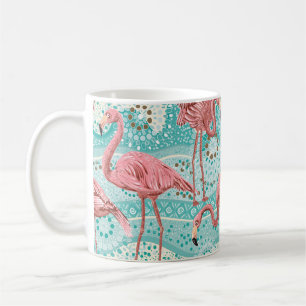 Pink flamingos seamless pattern coffee mug