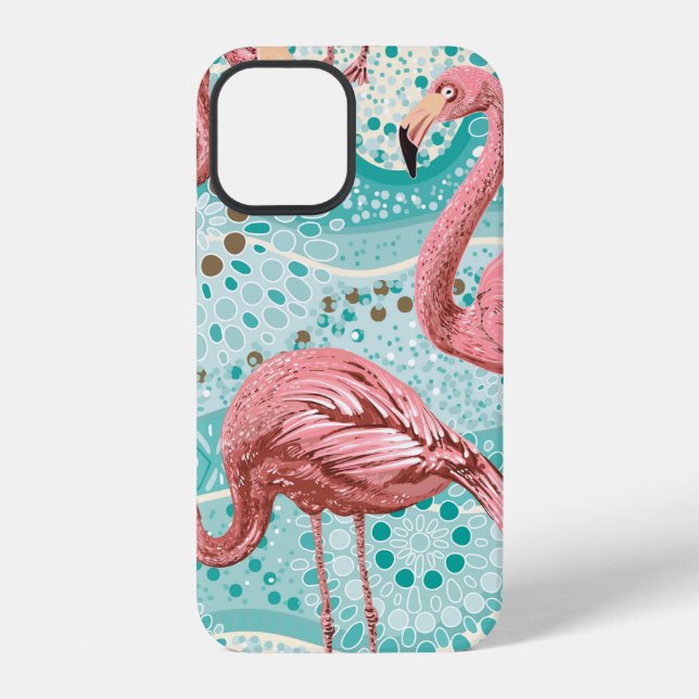 Pink flamingos seamless pattern iPhone case (Back)