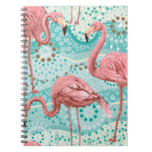 Pink flamingos seamless pattern notebook