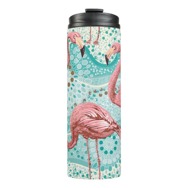 Pink flamingos seamless pattern thermal tumbler (Front)