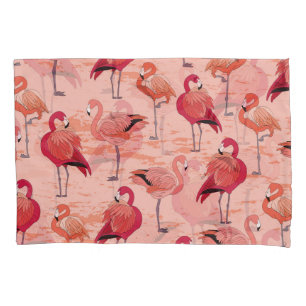 Pink Flamingos: Seamless Tropical Pattern Pillowcase