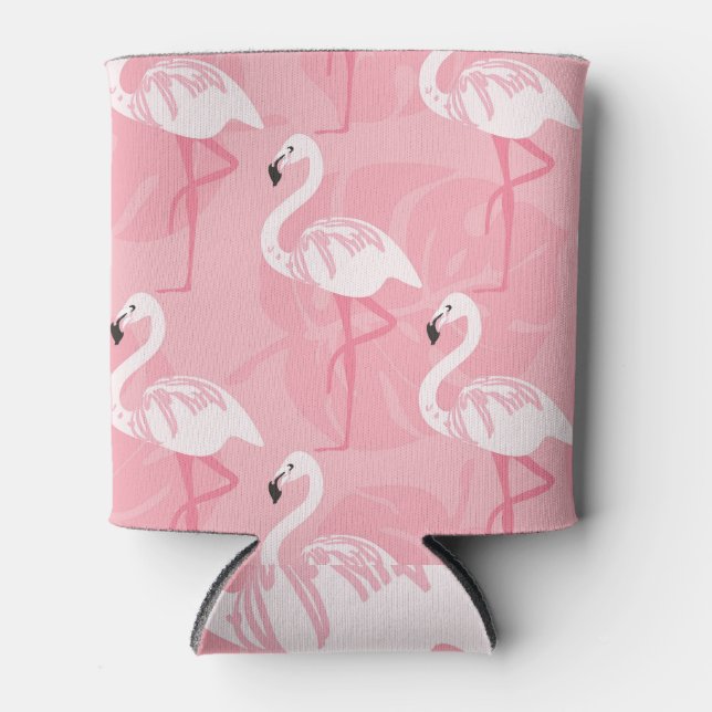 Pink flamingos: seamless vintage illustration. can cooler (Front)