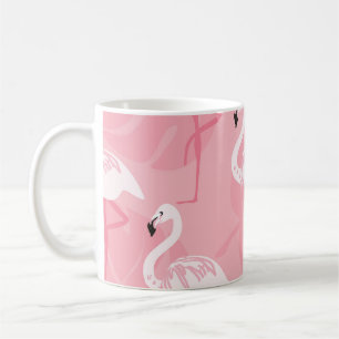Pink flamingos: seamless vintage illustration. coffee mug