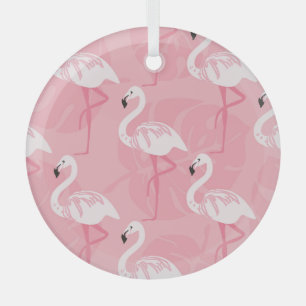 Pink flamingos: seamless vintage illustration. glass ornament