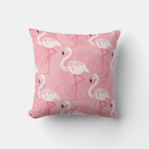 Pink flamingos: seamless vintage illustration. throw pillow