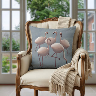 Pink Flamingos Serengeti Safari Wildlife Decor Throw Pillow