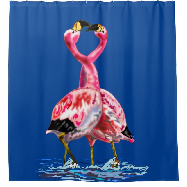 Pink Flamingos Shower Curtain - Your Colours (Front)