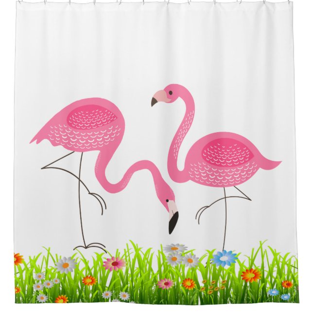 Pink Flamingos & Spring Grass & Flowers (Front)