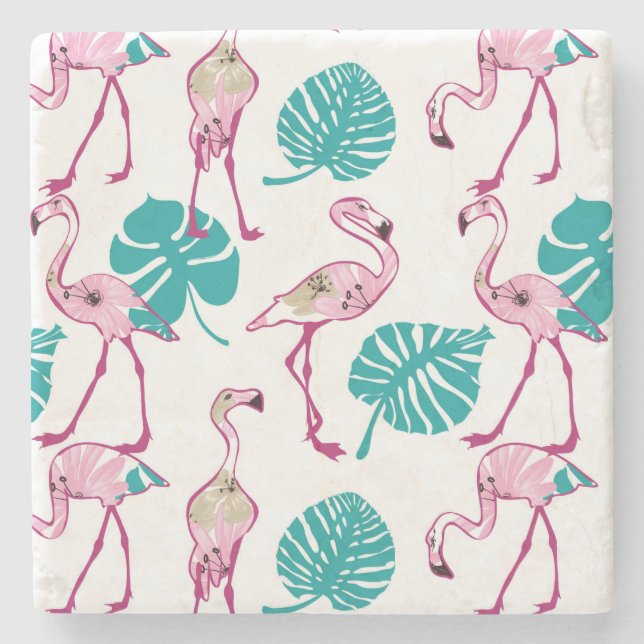 Pink Flamingos Stone Coaster (Front)