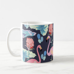 Pink flamingos surrounded by lotus flowers and pro coffee mug