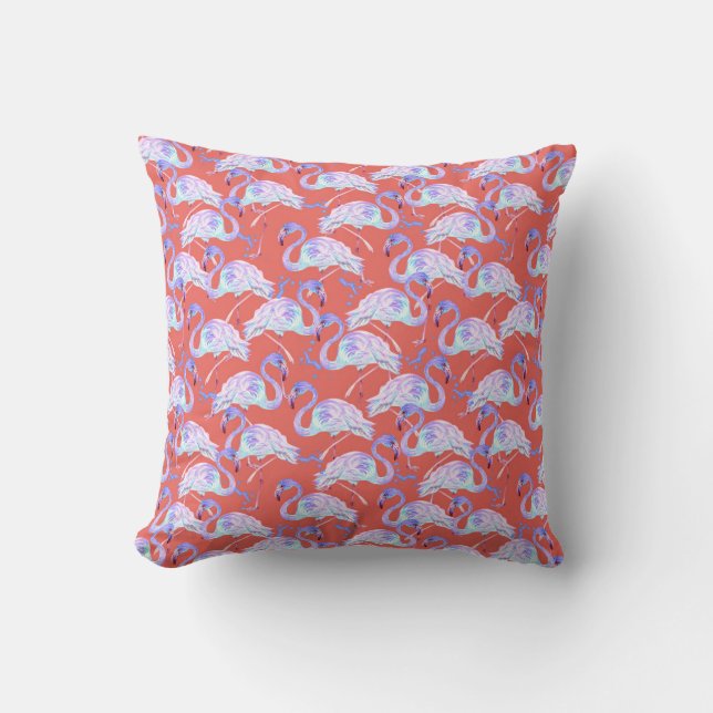 Pink Flamingos Throw Pillow (Front)