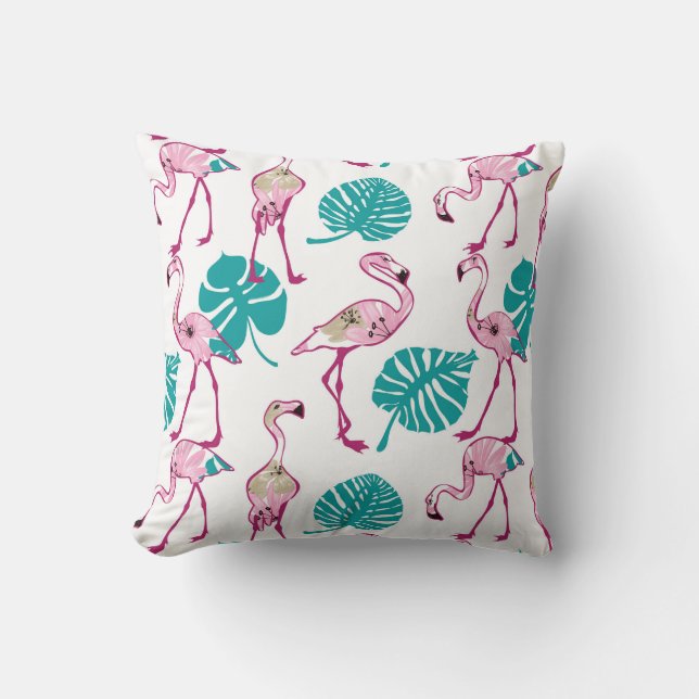 Pink Flamingos Throw Pillow (Front)