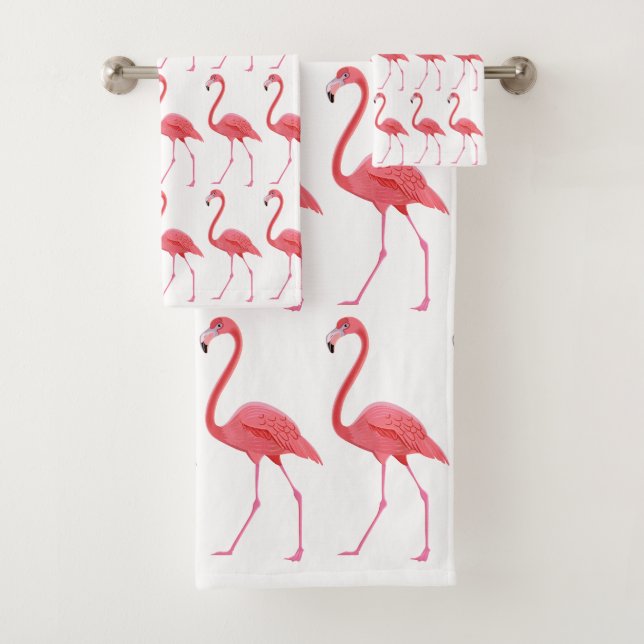 Pink flamingos towel set (Insitu)