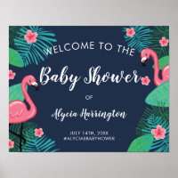 Pink Flamingos Tropical Baby Shower Welcome