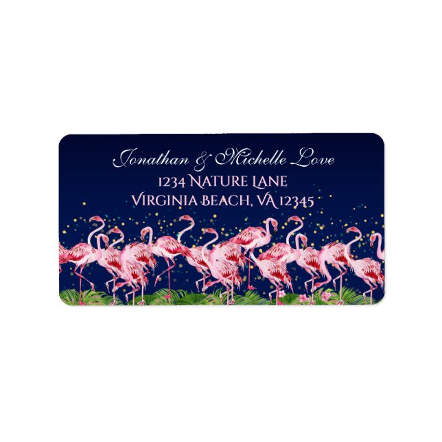 Pink Flamingos Tropical Beach Flamingo Address Label (Front)