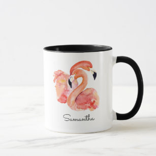 Pink Flamingos Tropical Birds with Your Name Mug