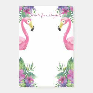 Pink Flamingos Tropical Flowers Post-it Notes