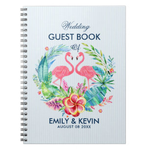 Pink Flamingos & Tropical Flowers Wreath Notebook