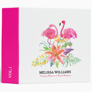 Pink Flamingos & Tropical Hibiscus2 3 Ring Binder