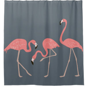 Pink Flamingos Tropical On Grey Background