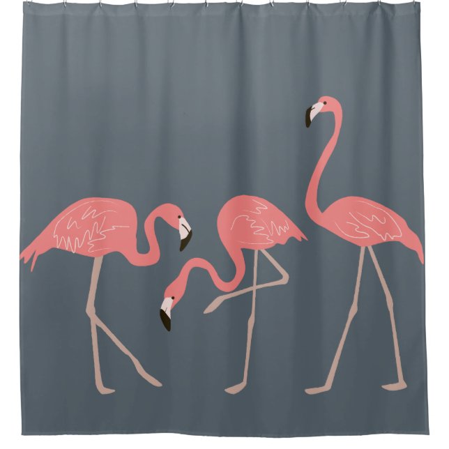 Pink Flamingos Tropical On Grey Background (Front)