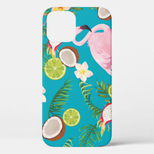 Pink Flamingos: Tropical Seamless Pattern iPhone 12 Case