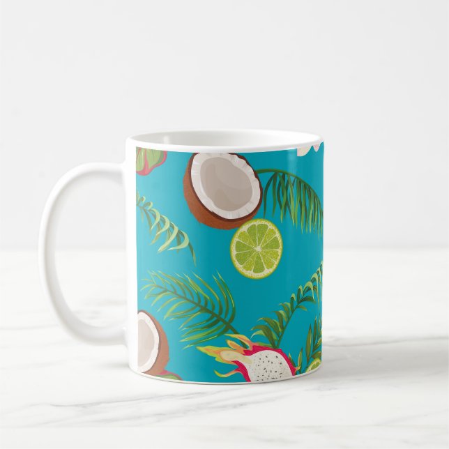 Pink Flamingos: Tropical Seamless Pattern Coffee Mug (Left)