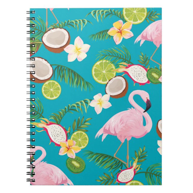 Pink Flamingos: Tropical Seamless Pattern Notebook (Front)