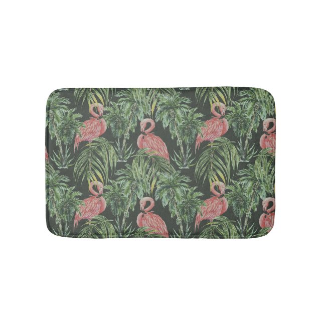 Pink flamingos, tropical vintage pattern. bath mat (Front)