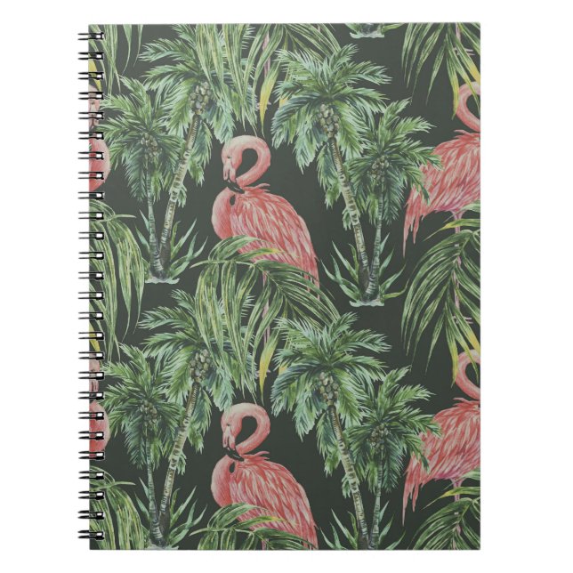 Pink flamingos, tropical vintage pattern. notebook (Front)