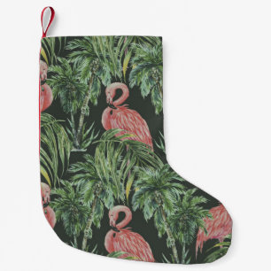 Pink flamingos, tropical vintage pattern. small christmas stocking
