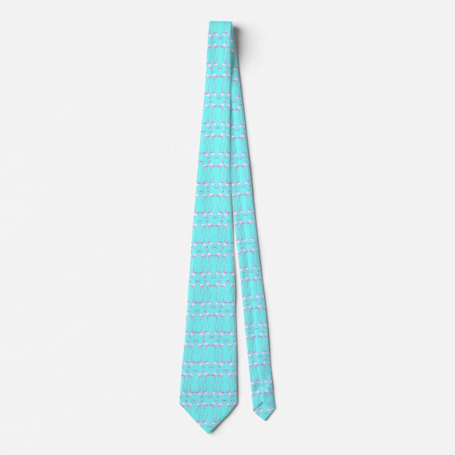 Pink Flamingos Turqouise Summer Beach Tie (Front)