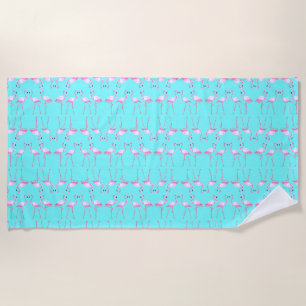 Pink Flamingos Turqouise Summer Beach Towel