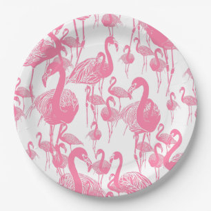 Pink Flamingos Vintage 1950's Retro Picnic Party Paper Plate