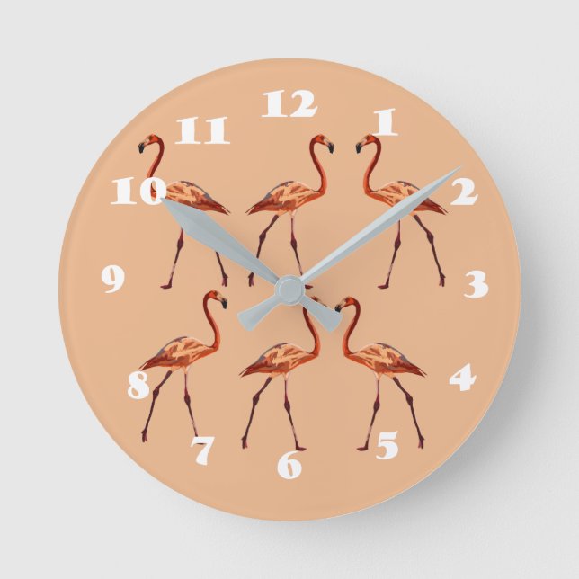 Pink Flamingos Wall Clock (Front)