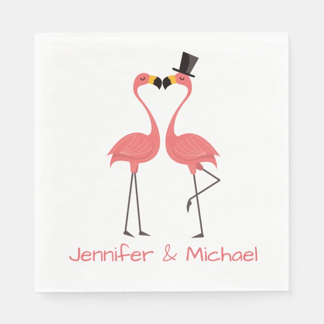 Pink Flamingos Wedding Bridal Shower Tropical Luau Napkin (Front)