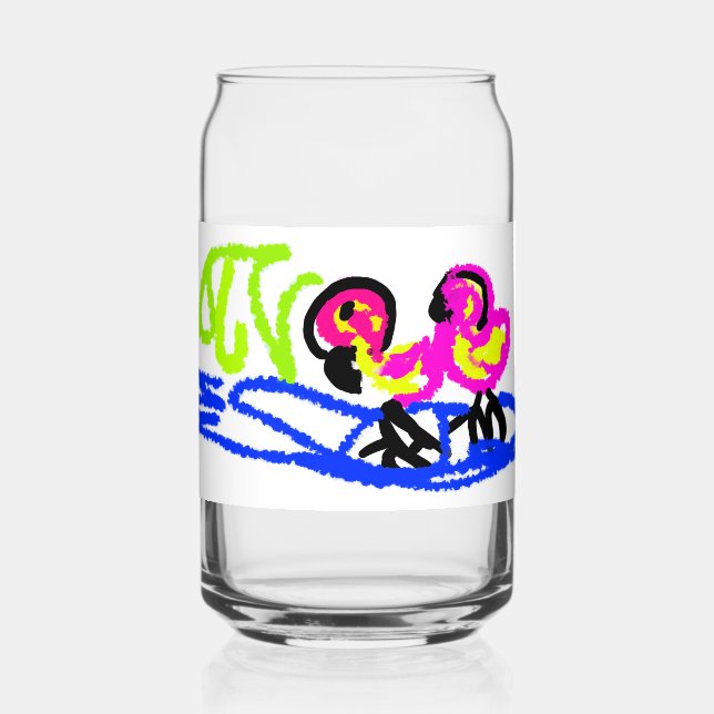 Pink flamingos wedding summer fun coffee can glass (Back)