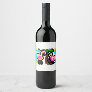 Pink flamingos Wedding Wine Label