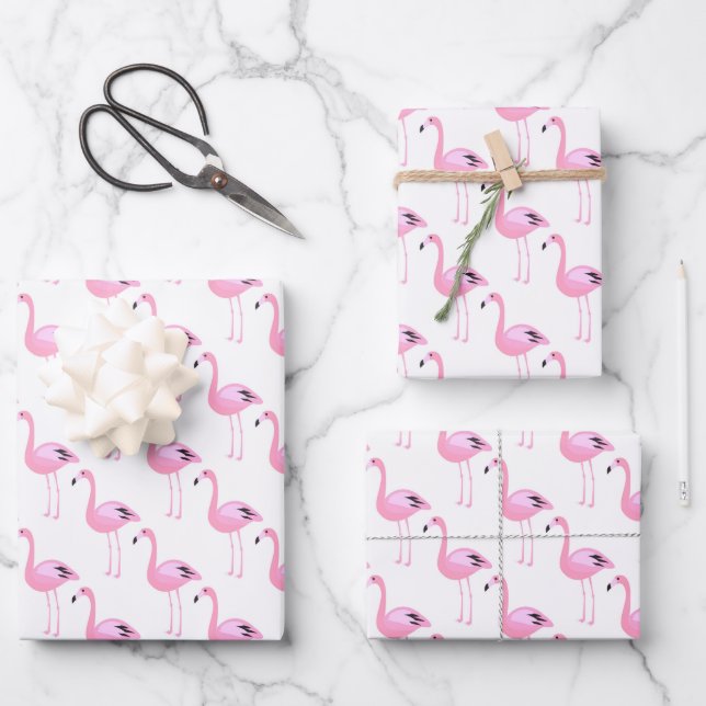 Pink Flamingos Wrapping Paper Sheet (Front)
