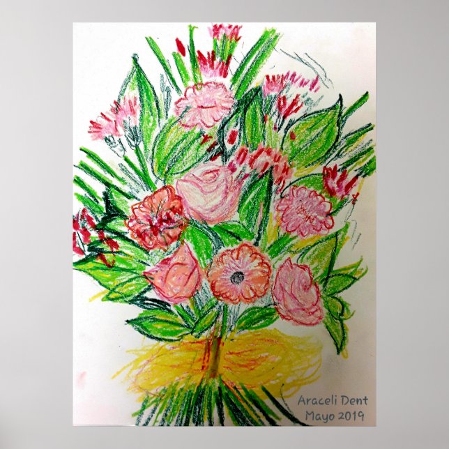 Pink Flat Bouquet Poster (Front)